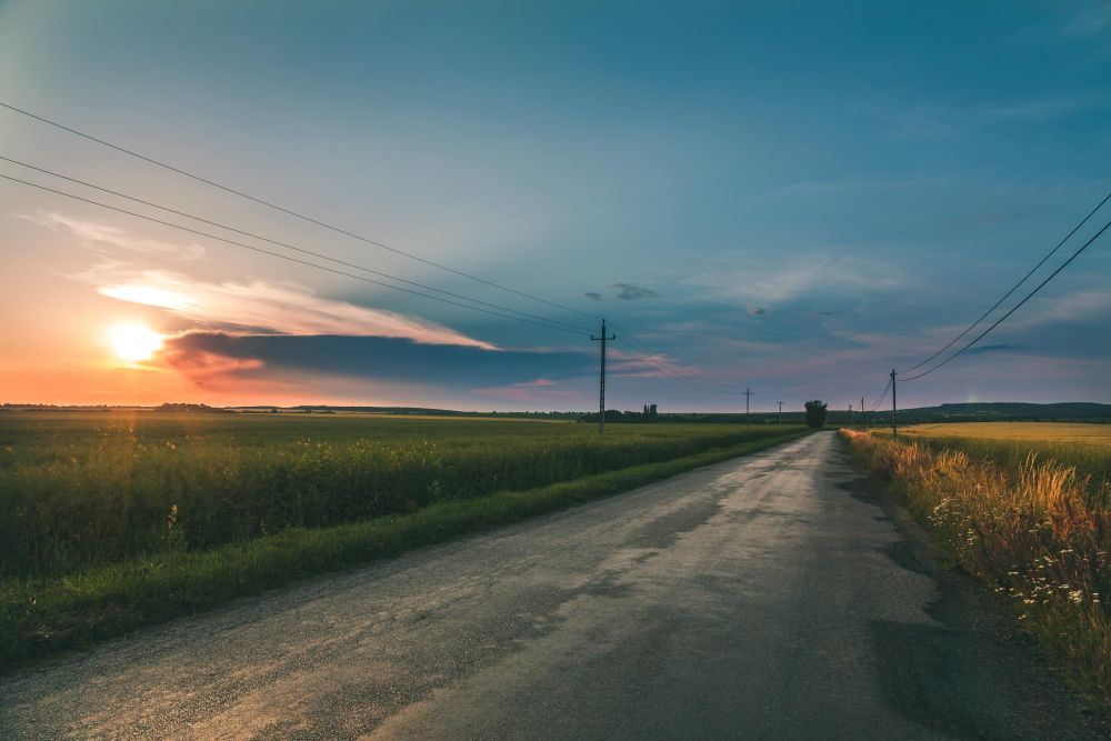 Country road at sunset, after bad credit loans